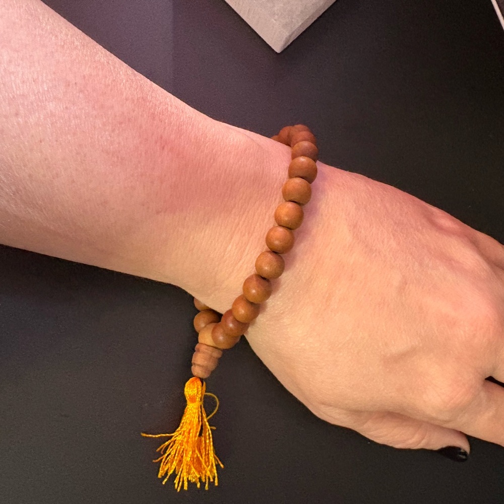 Wooden Bead Bracelet with Yellow Tassel - Picture 3 of 4